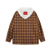 Embroidered Plaid Stickered Hooded Sweater